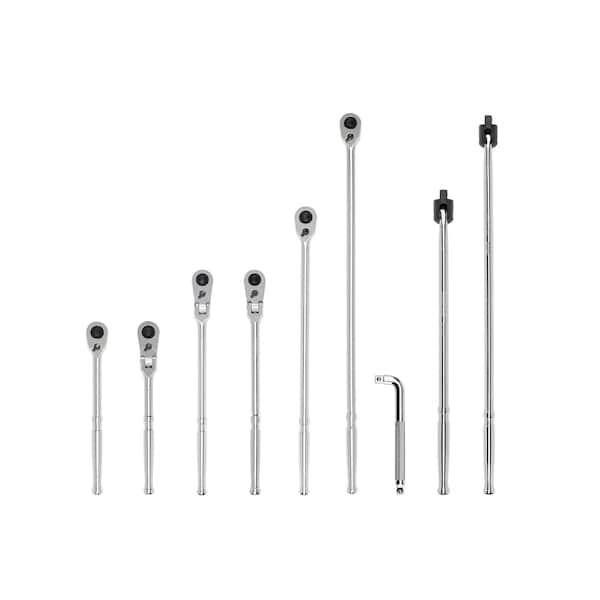 1/2 Inch Drive Quick-Release Ratchet, L-Handle, and Breaker Bar Set (9-Piece)